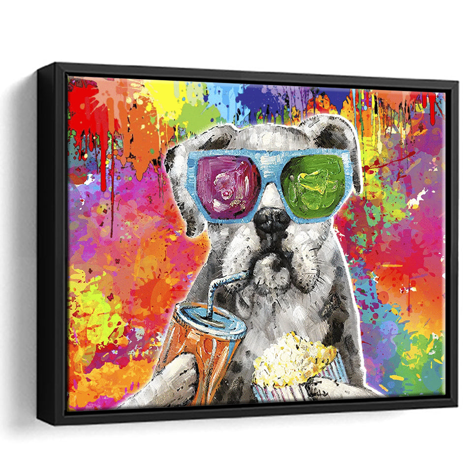 Graffiti Cool Puppy Framed Canvas Prints Wall Art Decor - Painting Canvas, Floating Frame, Framed Picture