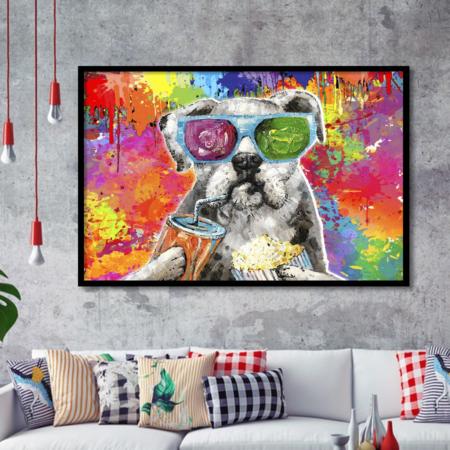 Graffiti Cool Puppy Framed Art Print Wall Decor - Painting Art, Wall Art Decor, Framed Picture, Black Frame