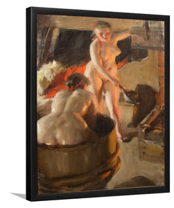 Galenika Girls In The Bath By Anders Zorn-Art Print,Frame Art,Plexiglass Cover