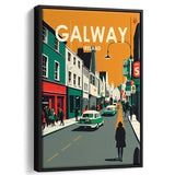 Galway Ireland Retro Art Print, Large Canvas, Framed Canvas Print Wall Art Home Decor, Floating Frame