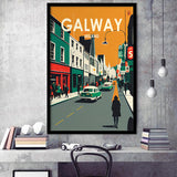 Galway Ireland Retro Art Print, City Art Print, Framed Art Print Wall Art Home Decor, Framed Picture
