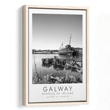 Galway, Republic Of Ireland Black And White Art Framed Canvas Prints Wall Art Home Decor, Floating Frame