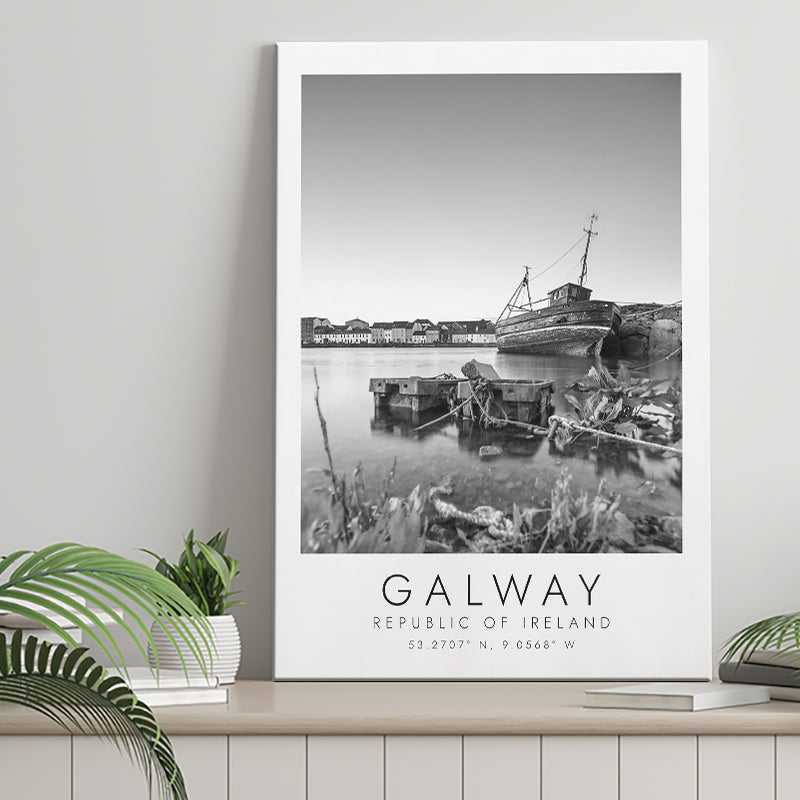 Galway, Republic Of Ireland Black And White Art Canvas Prints Wall Art Home Decor
