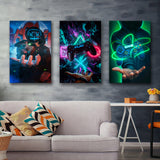 Game Handle Controller Set of 3 Piece Canvas Prints Wall Art Decor