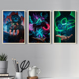 Game Handle Controller Set of 3 Piece Framed Canvas Prints Wall Art Decor