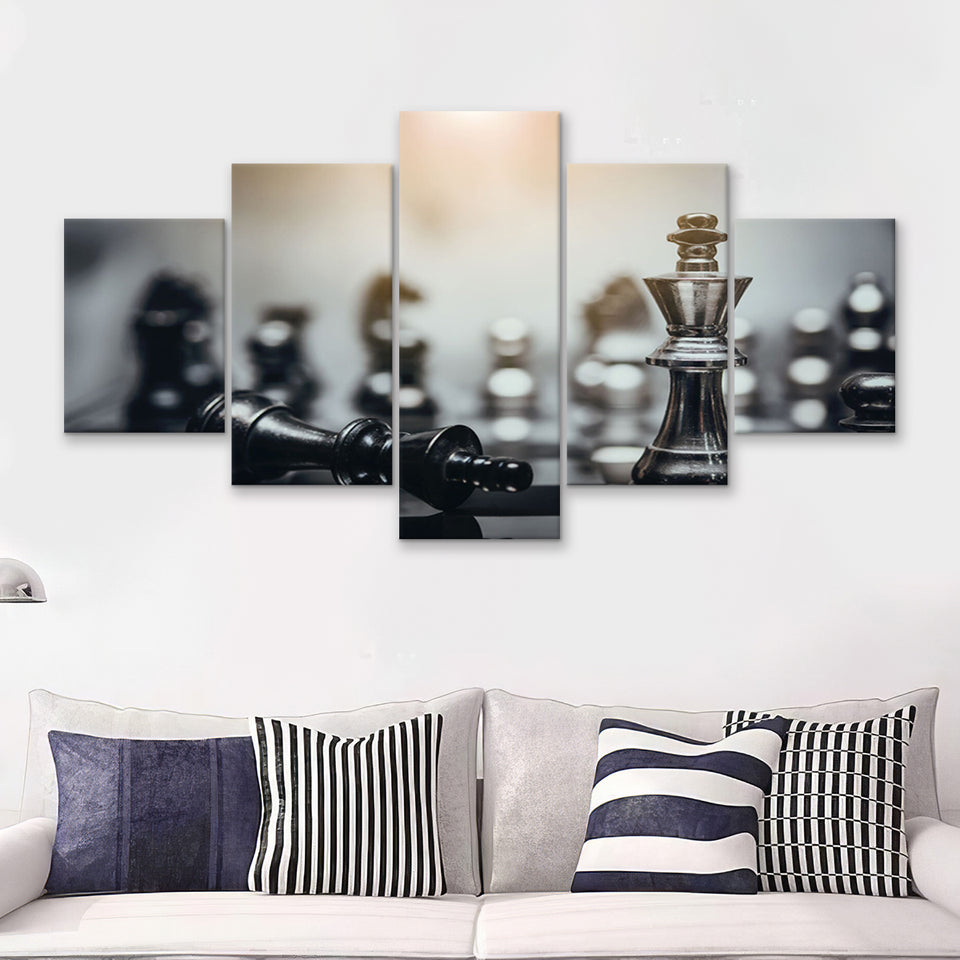 Game of Chess Stylish 5 Piece Canvas Prints Wall Art Decor - Painting Canvas, Multi Panels