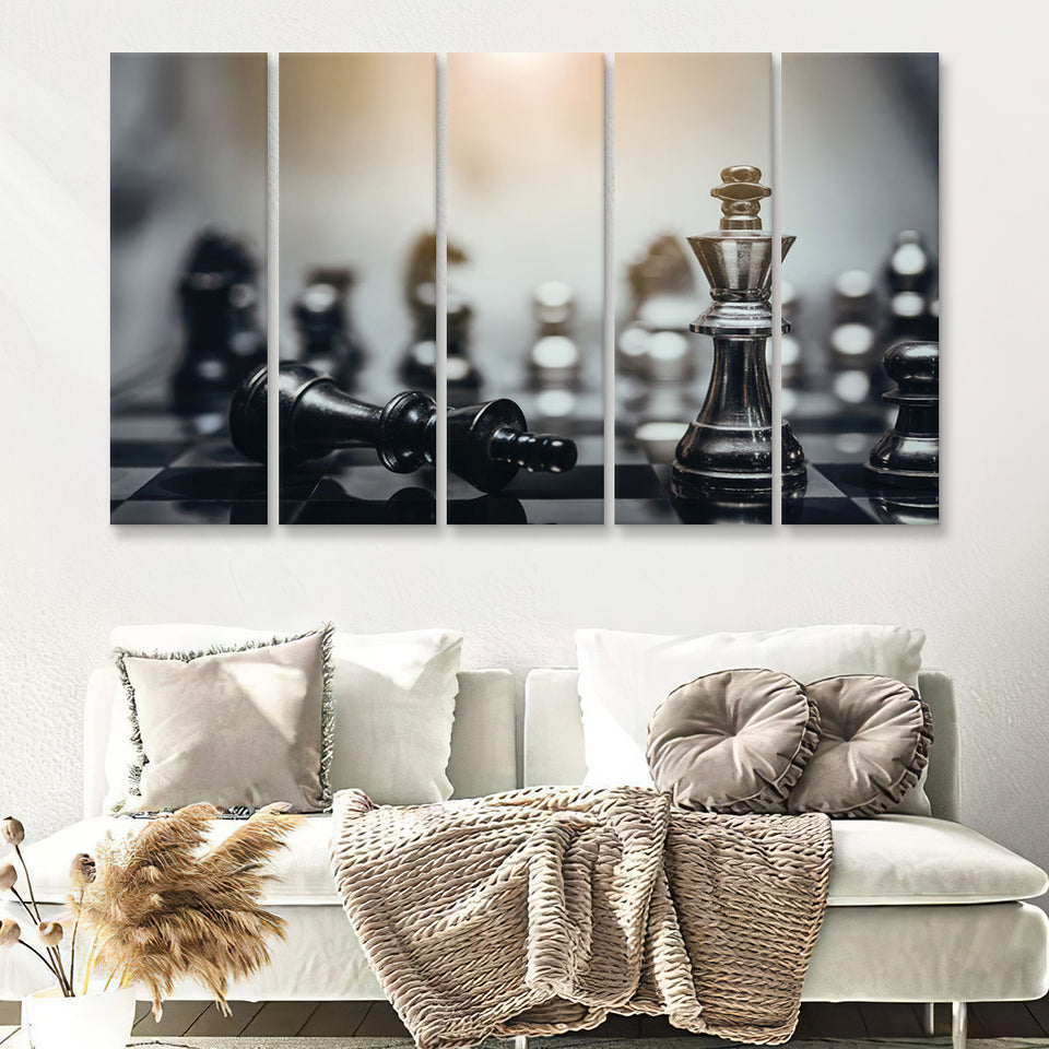 Game of Chess Stylish 5 Piece B Canvas Prints Wall Art Decor - Painting Canvas, Multi Panels