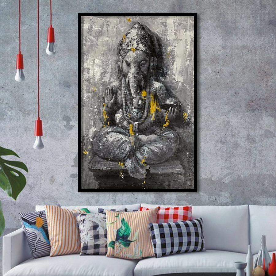 Ganesha Abstract Painting Framed Art Prints Wall Decor - Painting Prints, Wall Art, Framed Picture