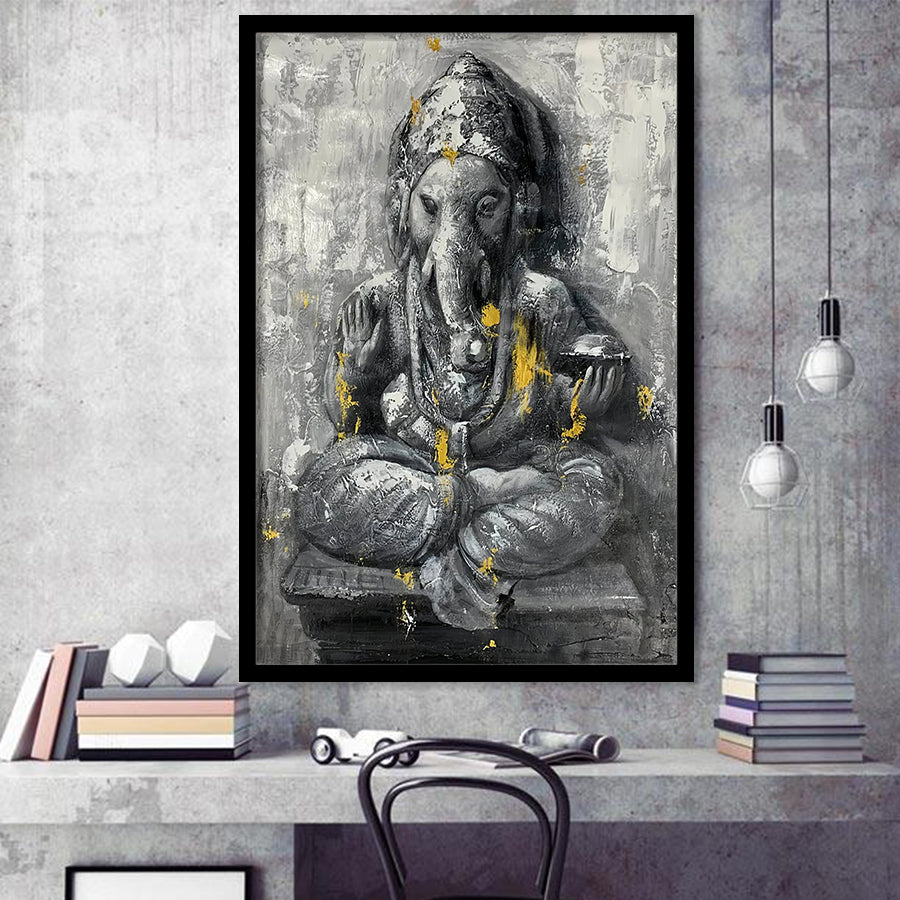 Ganesha Abstract Painting Framed Art Prints Wall Decor - Painting Prints, Wall Art, Framed Picture