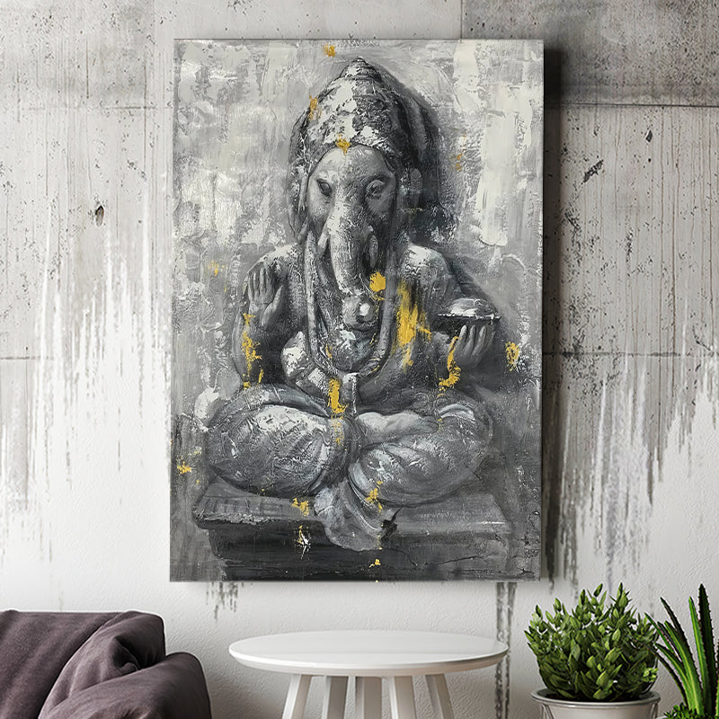 Lord Ganesha Hindu God Art Canvas Painting 8 x 6 