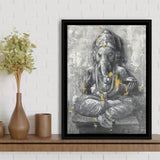Ganesha Abstract Painting Framed Canvas Prints Wall Art - Painting Canvas, Floating Frame, Wall Decor