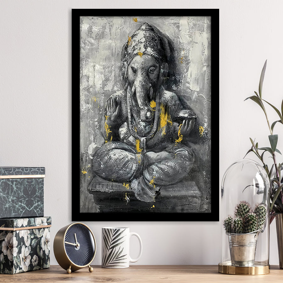 Ganesha Abstract Painting Framed Art Prints Wall Decor - Painting Prints, Wall Art, Framed Picture