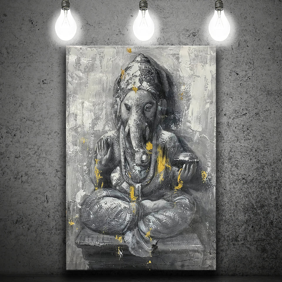 Ganesha Abstract Painting Canvas Prints Wall Art - Painting Canvas, Art Prints, Wall Decor
