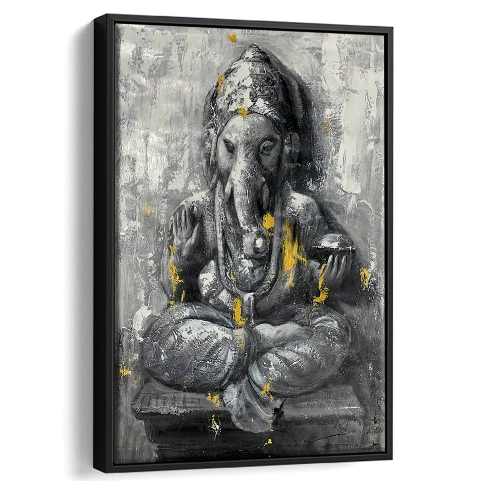 Ganesha Abstract Painting Framed Canvas Prints Wall Art - Painting Canvas, Floating Frame, Wall Decor