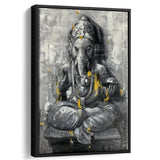 Ganesha Abstract Painting Framed Canvas Prints Wall Art - Painting Canvas, Floating Frame, Wall Decor