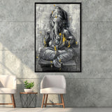 Ganesha Abstract Painting Framed Canvas Prints Wall Art - Painting Canvas, Floating Frame, Wall Decor