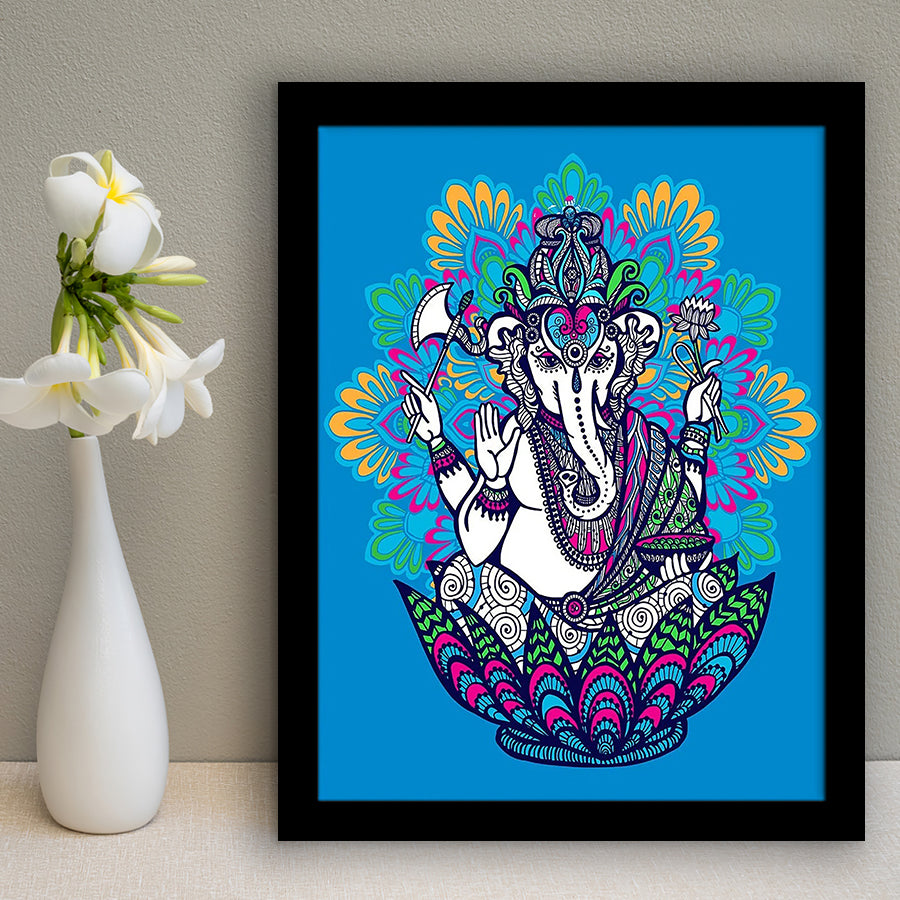 Ganesha Elephant, Diamond Painting Framed Art Print Wall Art Decor,Framed Picture