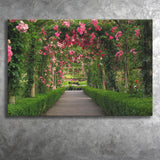 Garden Path With Beautiful Red Roses Canvas Prints Wall Art - Painting Canvas, Home Wall Decor, Painting Prints, For Sale