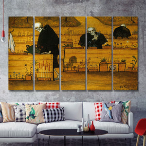 Garden Of Death By Hugo Simberg 5 Pieces B Canvas Prints Wall Art - Painting Canvas, Multi Panels,5 Panel, Wall Decor
