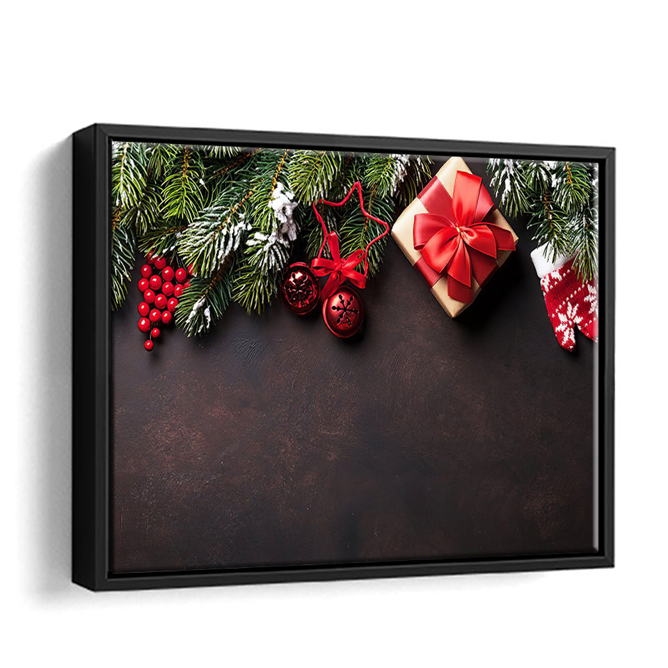 Garlands And Gifts Framed Canvas Wall Art - Framed Prints, Canvas Prints, Prints for Sale, Canvas Painting