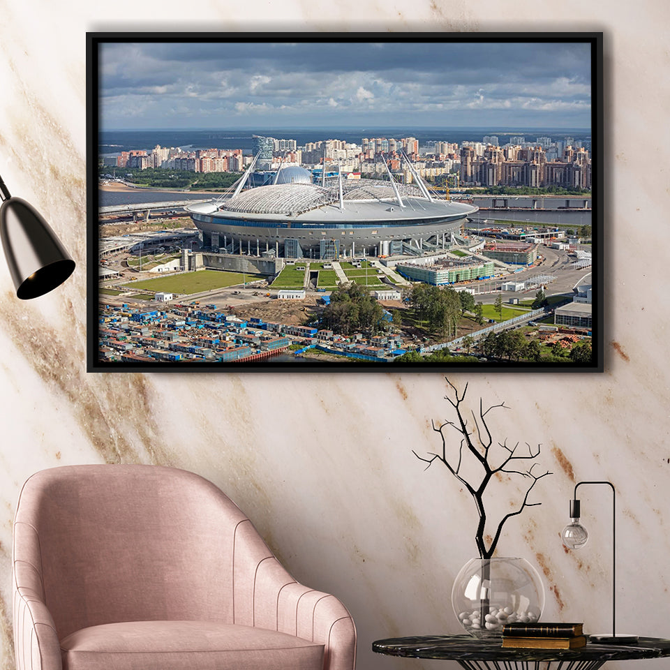 Gazprom Arena, Stadium Canvas, Sport Art, Gift for him,100 Framed Canvas Prints Wall Art Decor, Framed Picture