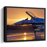General Dynamics F 16 Fighting Falcon Craft Airplane Framed Canvas Prints Wall Art Decor - Painting Canvas, Black Framed Picture