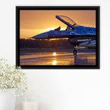 General Dynamics F 16 Fighting Falcon Craft Airplane Framed Canvas Prints Wall Art Decor - Painting Canvas, Black Framed Picture