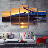 General Dynamics F 16 Fighting Falcon Craft Airplane 5 Piece Canvas Prints Wall Art Decor - Painting Canvas, Multi Panels