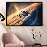General Dynamics F 16 Fighting Falcon Fly Framed Canvas Prints Wall Art Decor - Painting Canvas, Black Framed Picture