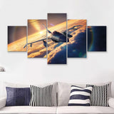 General Dynamics F 16 Fighting Falcon Fly 5 Piece Canvas Prints Wall Art Decor - Painting Canvas, Multi Panels