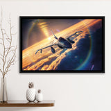 General Dynamics F 16 Fighting Falcon Fly Framed Canvas Prints Wall Art Decor - Painting Canvas, Black Framed Picture