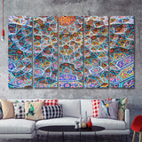 Geometrical Islamic Art 5 Pieces B Canvas Prints Wall Art - Painting Canvas, Multi Panel, Wall Decor, Canvas Art