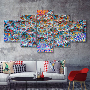 Geometrical Islamic Art 5 Pieces Canvas Prints Wall Art - Painting Canvas, Multi Panel, Wall Decor, Canvas Art