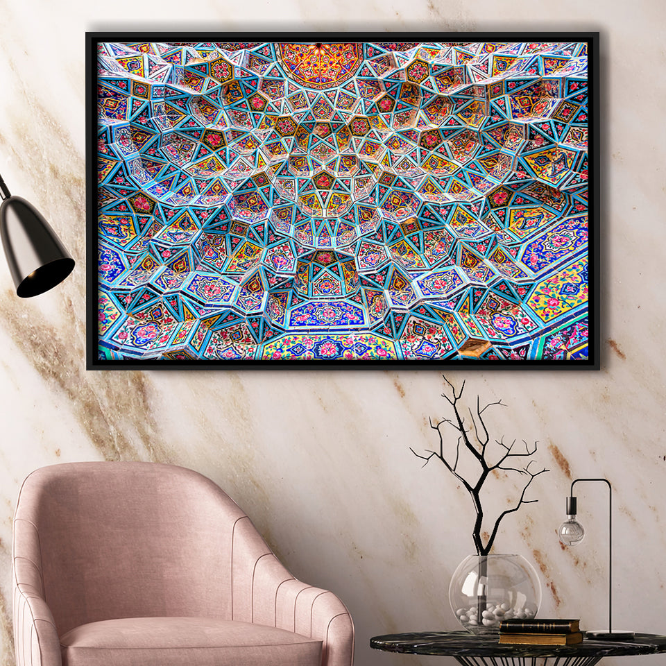 Geometrical Islamic Art Framed Canvas Prints Wall Art - Painting Canvas, Wall Decor, Canvas Art, Floating Frame