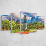 George Washington Monument Public Garden Boston 5 Pieces Mixed Canvas Prints Wall Art Home Decor