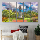 George Washington Monument Public Garden Boston 5 Pieces Extra Large Canvas Prints Wall Art Home Decor