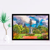 George Washington Monument Public Garden Boston City Art Watercolor Framed Art Prints Wall Art Decor,Framed Picture