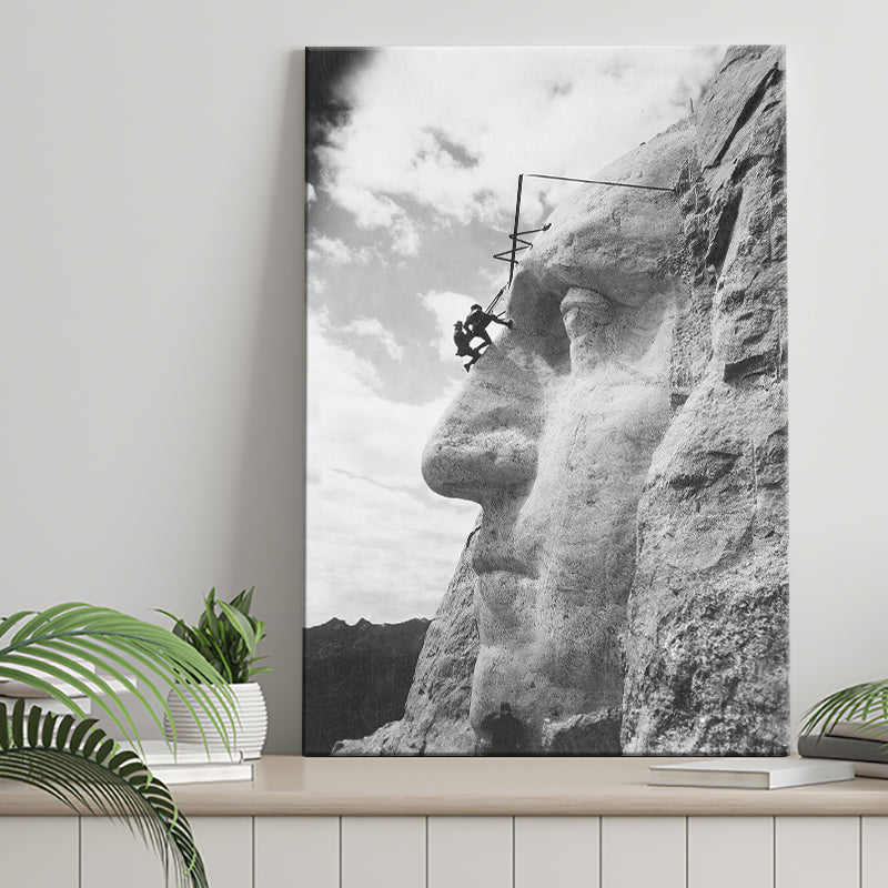 George Washington Mt. Rushmore Black And White Print, Canvas Prints Wall Art Home Decor