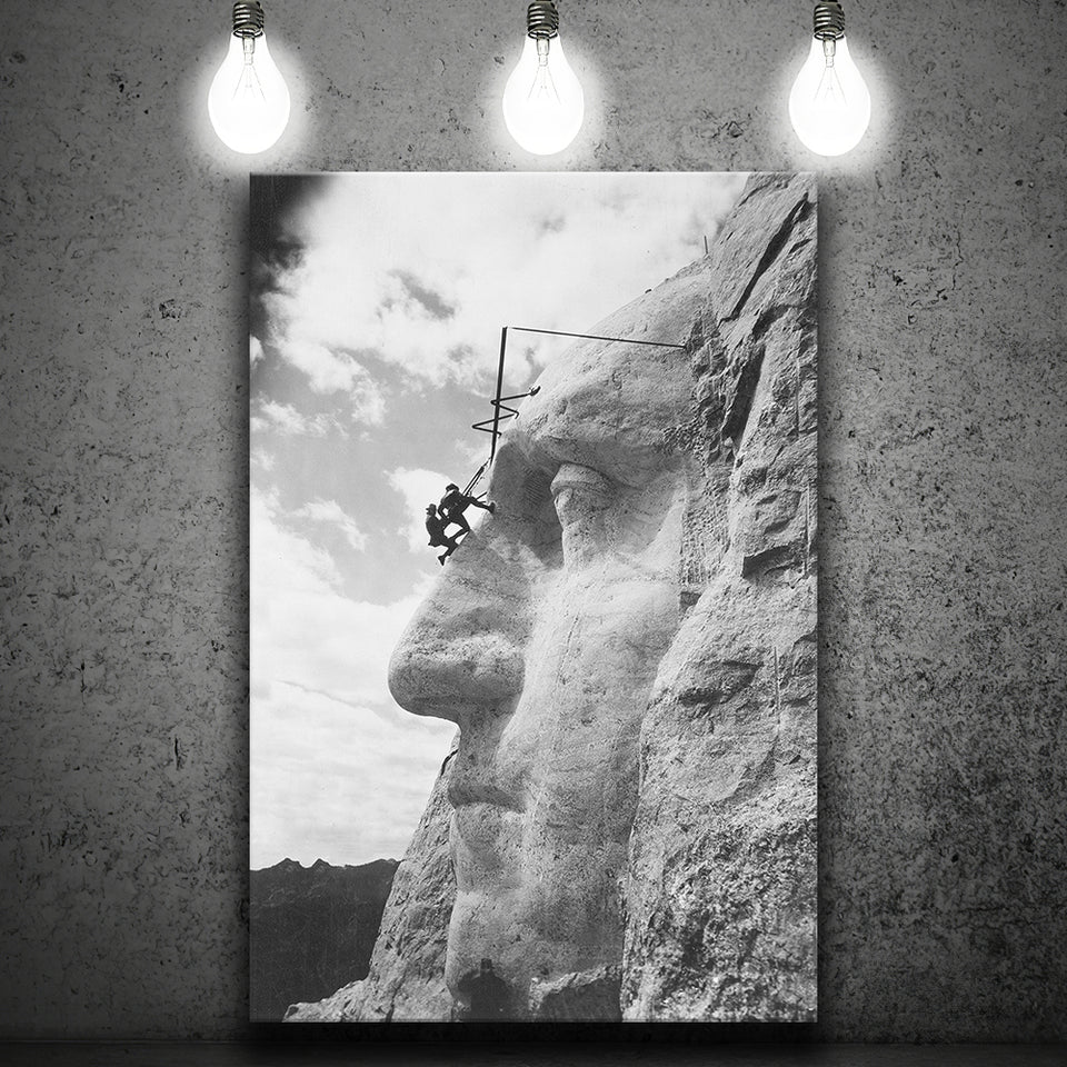 George Washington Mt. Rushmore Black And White Print, Canvas Prints Wall Art Home Decor