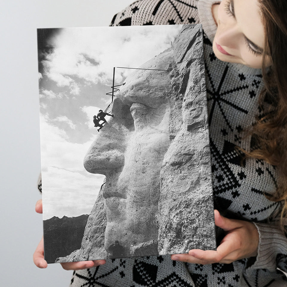 George Washington Mt. Rushmore Black And White Print, Canvas Prints Wall Art Home Decor