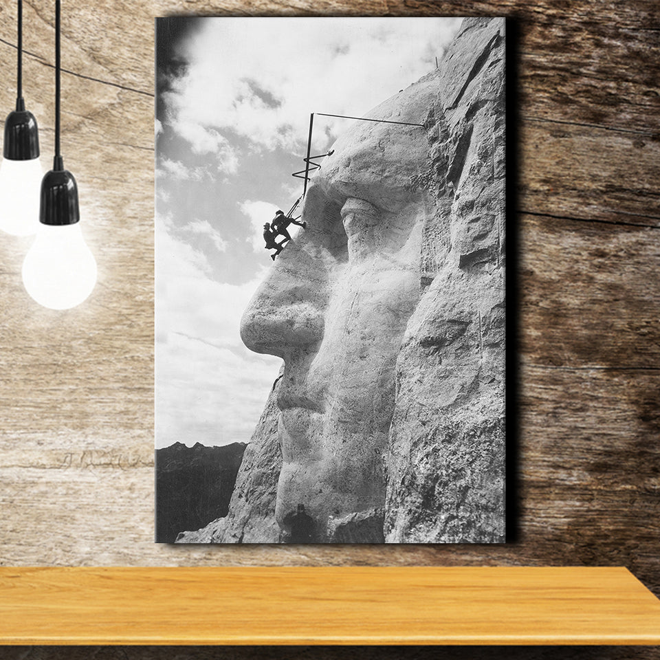 George Washington Mt. Rushmore Black And White Print, Canvas Prints Wall Art Home Decor