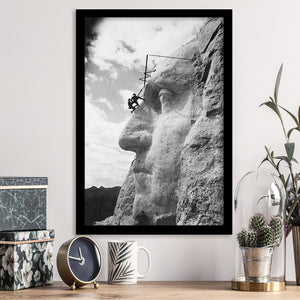 George Washington Mt. Rushmore Black And White Print, Framed Art Print Wall Art Decor,Framed Picture