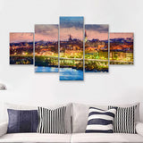 Georgetown skyline on the Potomac River Georgetown 5 Piece Canvas Prints Wall Art Decor - Painting Canvas, Multi Panels