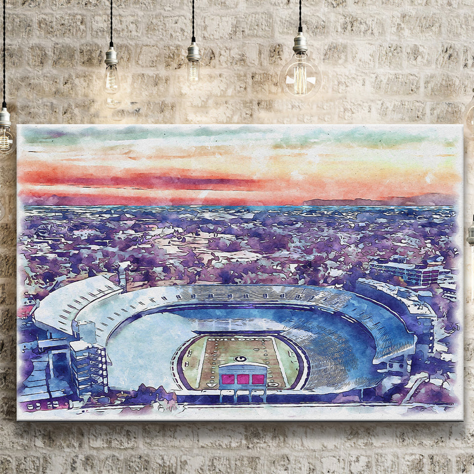 Georgia Bulldogs Sanford Stadium Watercolor, Sport Art Prints Fan Gift, Canvas Prints Wall Art Decor