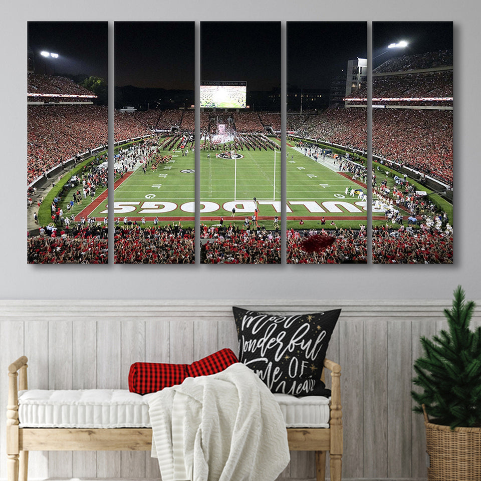 Georgia Bulldogs Stadium Canvas Prints Sanford Stadium Wall Art American,Multi Panels B,Sport Stadium Art Prints, Fan Gift