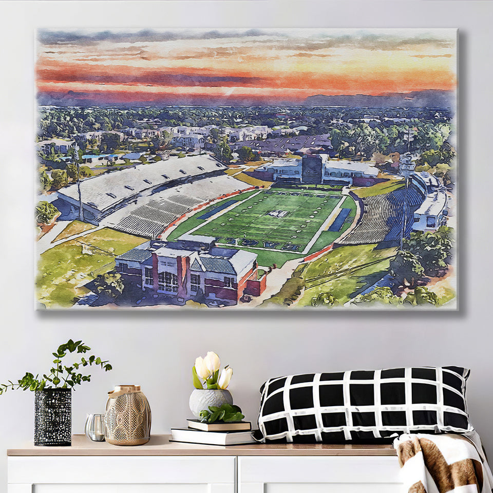 Georgia Southern Eagles Paulson Stadium Watercolor, Sport Art Prints Fan Gift, Canvas Prints Wall Art Decor