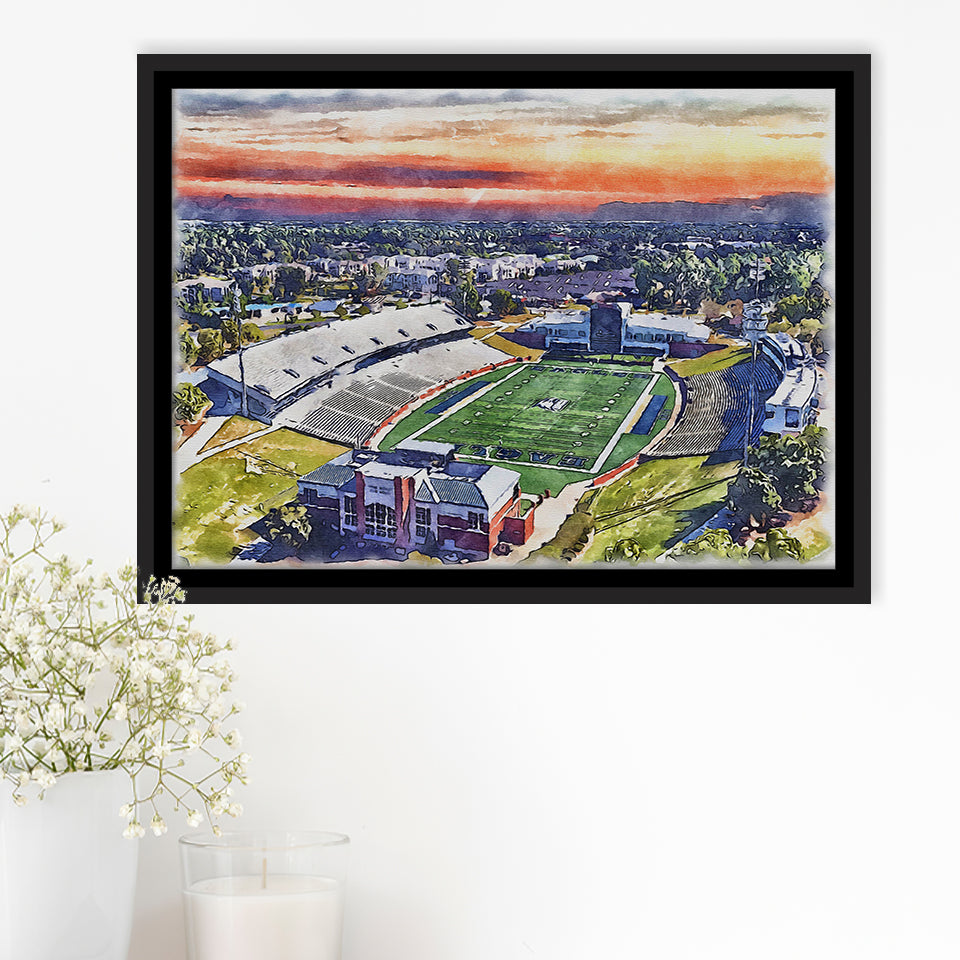Georgia Southern Eagles Paulson Stadium Watercolor, Sport Art Prints Fan Gift, Framed Canvas Prints Wall Art Decor