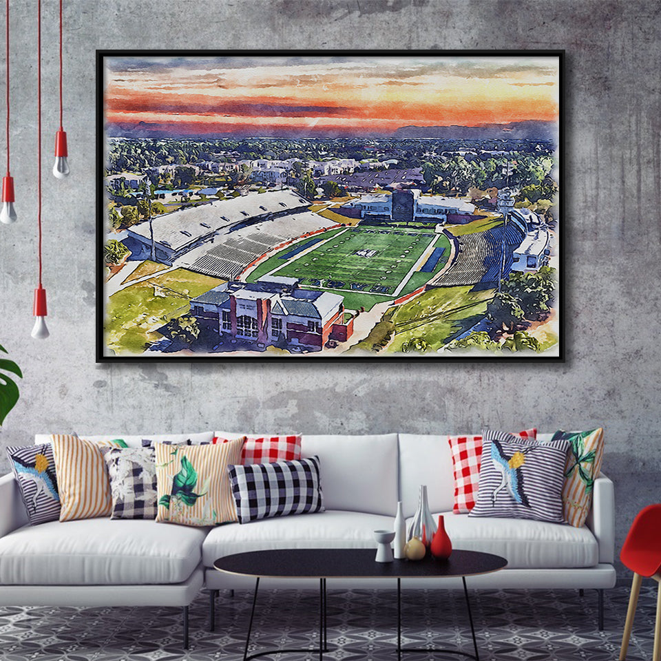 Georgia Southern Eagles Paulson Stadium Watercolor, Sport Art Prints Fan Gift, Framed Canvas Prints Wall Art Decor