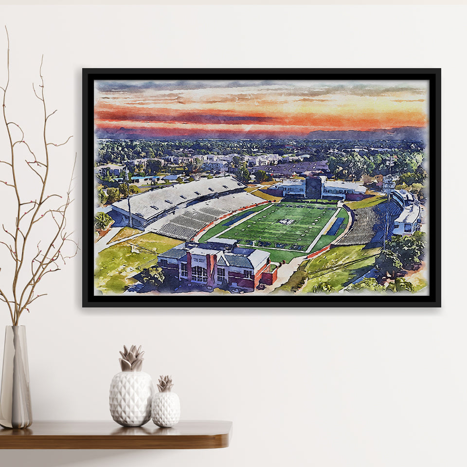 Georgia Southern Eagles Paulson Stadium Watercolor, Sport Art Prints Fan Gift, Framed Canvas Prints Wall Art Decor