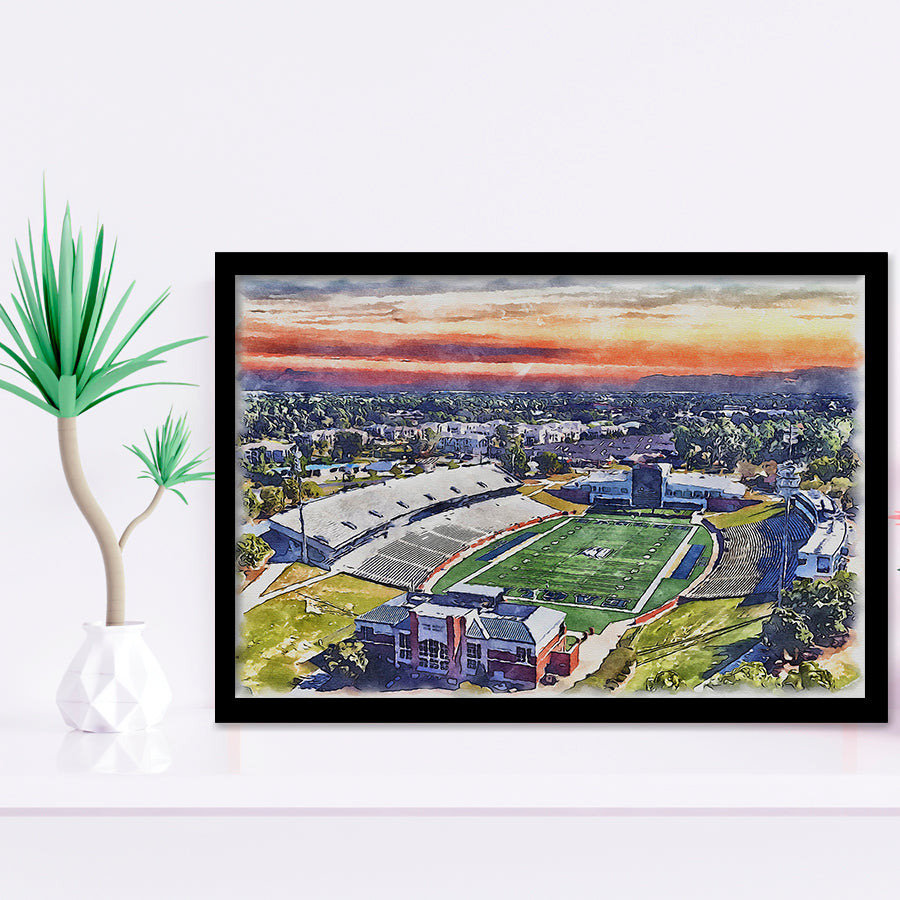 Georgia Southern Eagles Paulson Stadium Watercolor, Sport Prints Fan Gift, Framed Art Prints Wall Art Decor